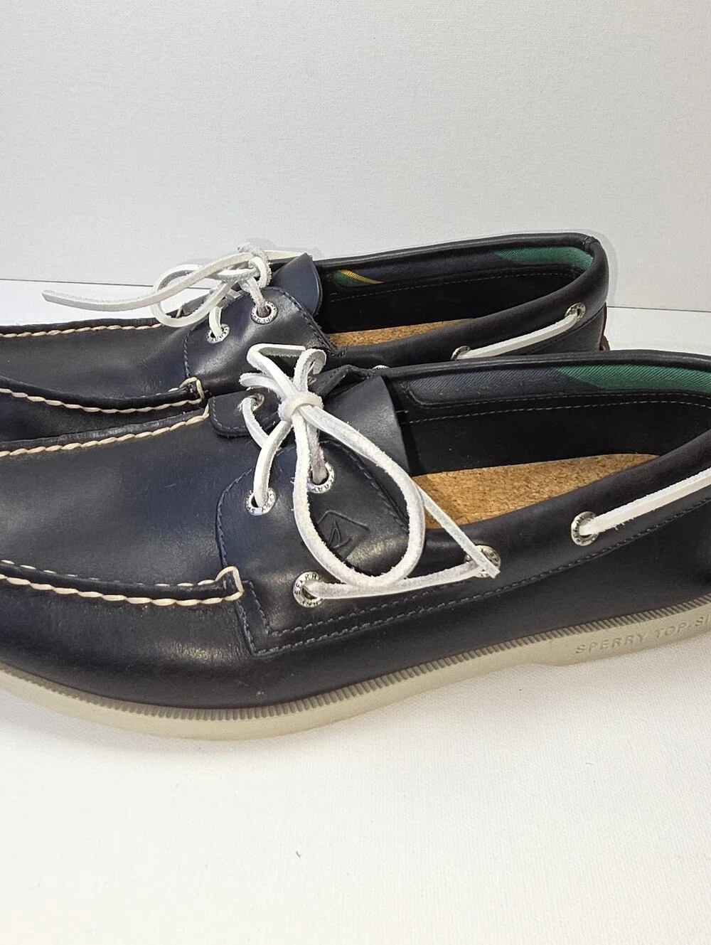 Sperry Top-Sider Mens 9.5 Navy Leather Boat Shoes Preppy Deck Shoes